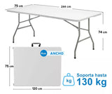 Mesa Plegable 2.44m Para Jardín Y Exteriores Tipo Portafolio